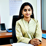 마케팅관리사 자격증이 필요한 직업군 - **Prompt:** A professional female digital marketer in a modest salwar kameez, sitting at a desk in a...