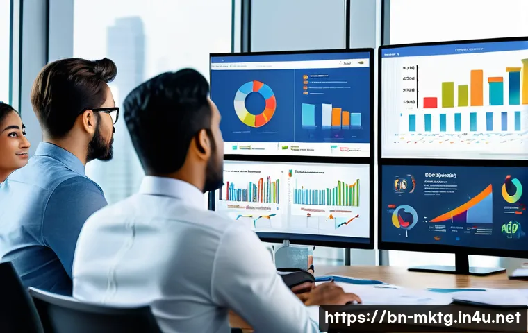 마케팅관리사 자격증 활용 마케팅 사례 - A detailed digital marketing strategy meeting scene featuring a diverse group of Bengali professiona...
