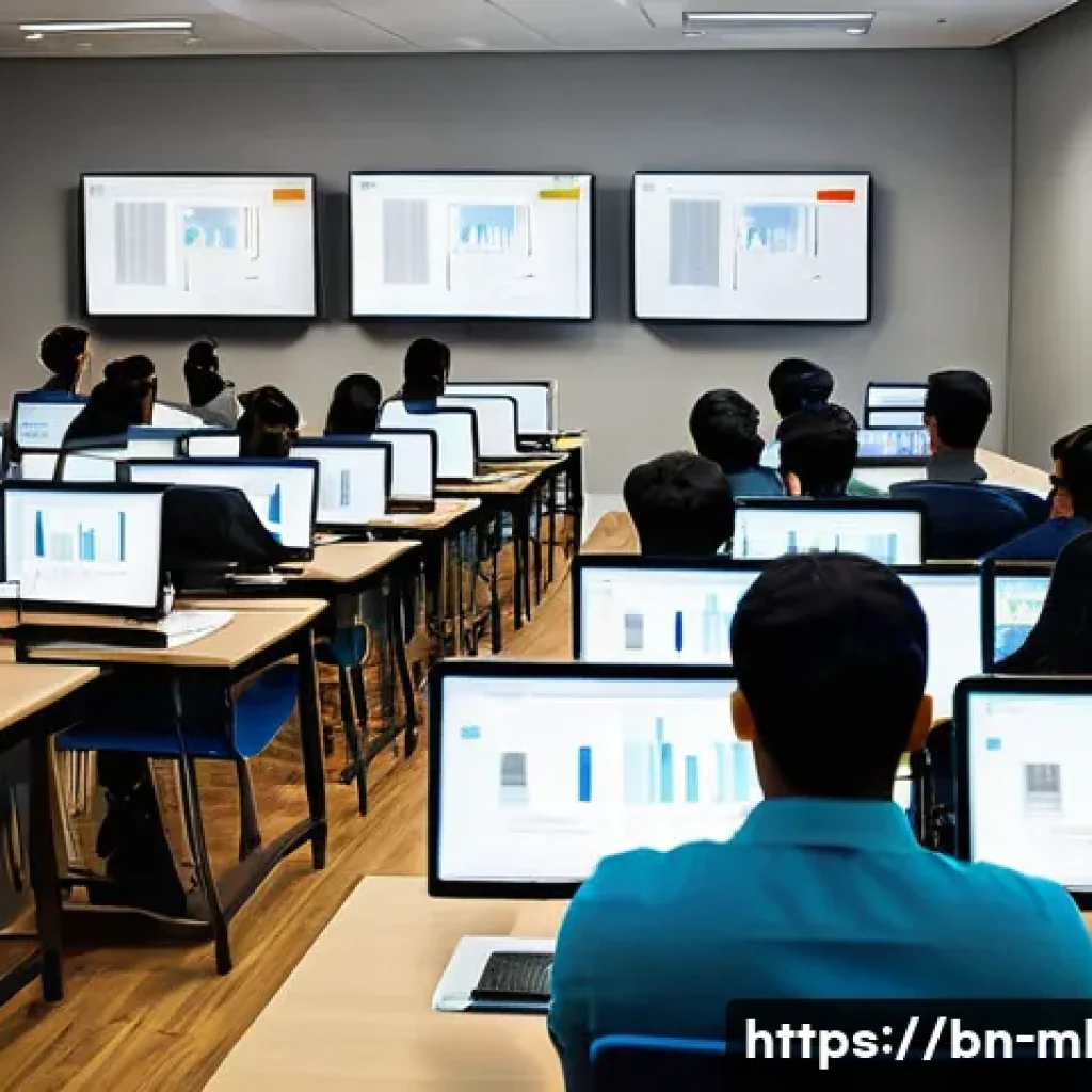 마케팅관리사와 타 직군 자격증의 차별점 - A vibrant professional training classroom scene featuring a diverse group of Bengali-speaking adults...