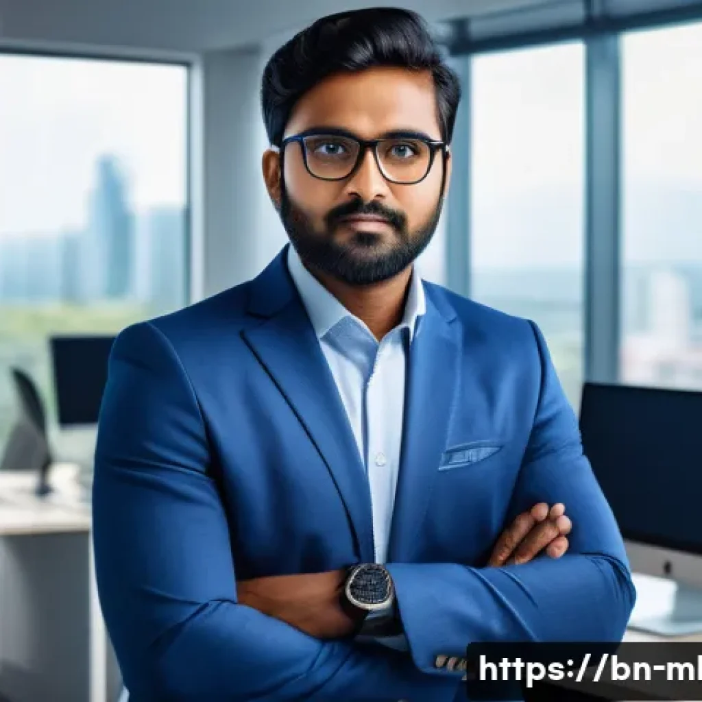 마케팅관리사 취득 후 직장 내 역할 변화 - A confident Bengali marketing manager in a modern office environment, wearing professional business ...