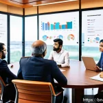마케팅관리사 자격증 취득 후 회의 진행 스킬 - A professional meeting room scene featuring a diverse group of Bengali businesspeople sitting around...