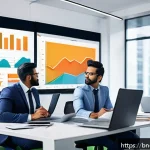 마케팅관리사 자격증으로 인한 업무 생산성 향상 - A professional Bengali marketing manager confidently leading a diverse team in a modern office setti...