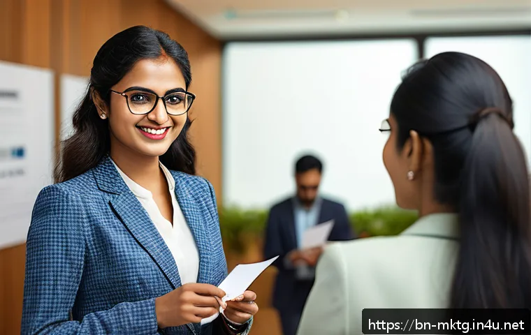 마케팅관리사 시험 후 네트워킹 이벤트 참여법 - A professional networking event scene in a modern conference hall filled with diverse Bengali profes...
